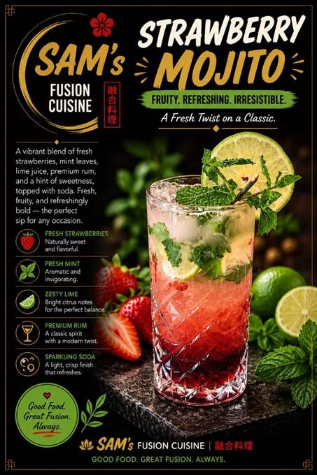 Mâncare filipineză poze - Băuturi - Strawberry Mojito - Sam's Cuisine București