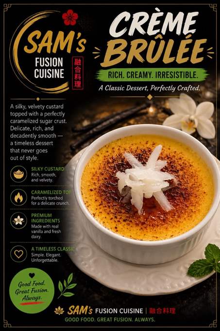 Mâncare filipineză poze - Deserturi - Crème Brûlée - Sam's Cuisine București
