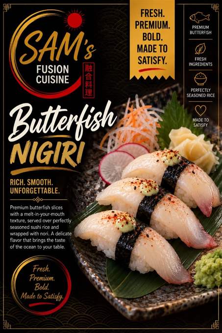 Mâncare filipineză poze - Nigiri - Butterfish Nigiri - Sam's Cuisine București