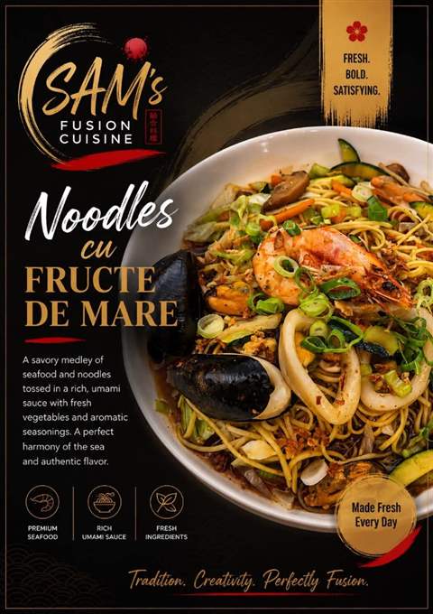 Mâncare filipineză poze - Noodles - Noodles cu Fructe de Mare - Sam's Cuisine București
