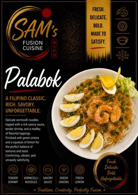 Mâncare filipineză poze - Noodles - Palabok Classic - Sam's Cuisine București