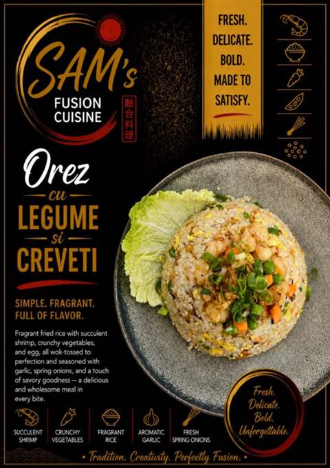 Mâncare filipineză poze - Orez - Orez cu Legume și Creveți - Sam's Cuisine București