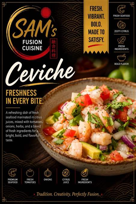 Mâncare filipineză poze - Salată - Ceviche - Sam's Cuisine București