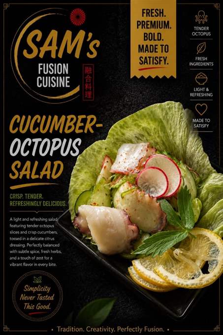 Mâncare filipineză poze - Salată - Cucumber-Octopus Salad - Sam's Cuisine București