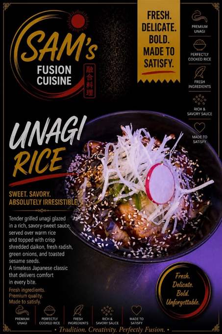 Mâncare filipineză poze - Sushi Special (Sashimi & Nigiri) - Unagi Rice - Sam's Cuisine București