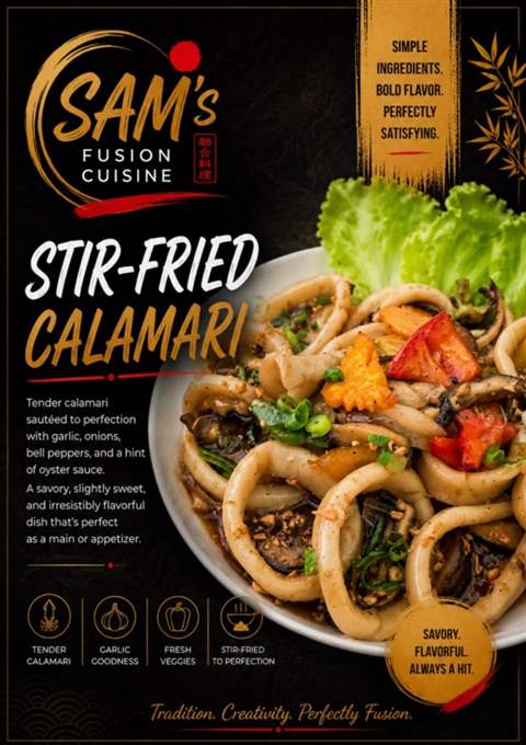 Mâncare filipineză poze - Meniu Filipinez Sea Food - Stir-Fried Calamari - Sam's Cuisine București