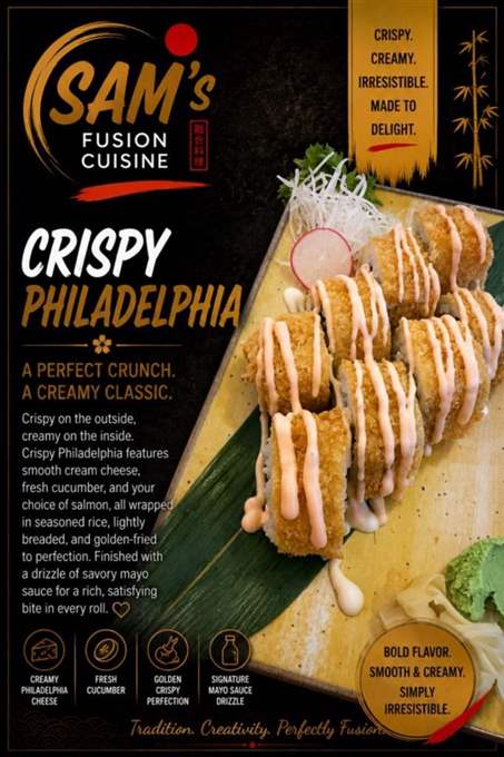 Mâncare filipineză poze - Sushi Prăjit - Crispy Philadelphia - Sam's Cuisine București
