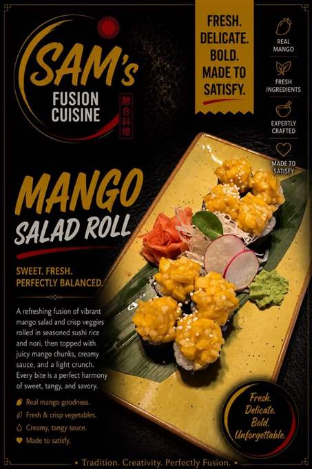 Mâncare filipineză poze - Sushi Veggie - Mango Salad Roll - Sam's Cuisine București
