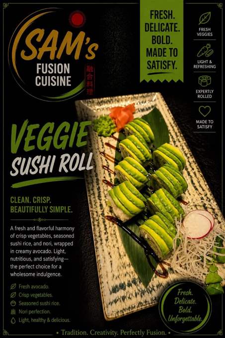 Mâncare filipineză poze - Sushi Veggie - Veggie Sushi Roll - Sam's Cuisine București